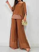 Conjunto Calça e Blusa de Seda Georgina / Perfeito Para todas Ocasiões