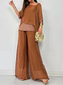 Conjunto Calça e Blusa de Seda Georgina / Perfeito Para todas Ocasiões